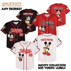 Personalized Cute Disney Mickey Mouse Baseball Jersey, Custom Disneyland Jersey, Baseball Team, Mickey Mouse Birthday, Gift for Disney Fan