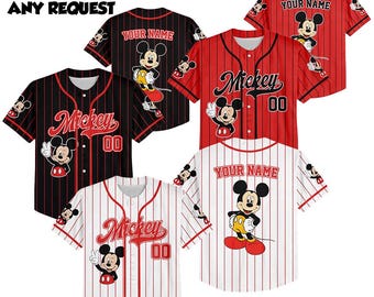 Personalized Cute Disney Mickey Mouse Baseball Jersey, Custom Disneyland Jersey, Baseball Team, Mickey Mouse Birthday, Gift for Disney Fan
