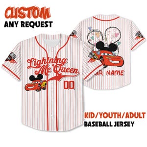 Custom Cars Lightning Mcqueen Baseball Jersey Team Jersey Collectie, Custom Nummer Shirt, Cars Cartoon Cadeau, Animatie Jersey Shirt