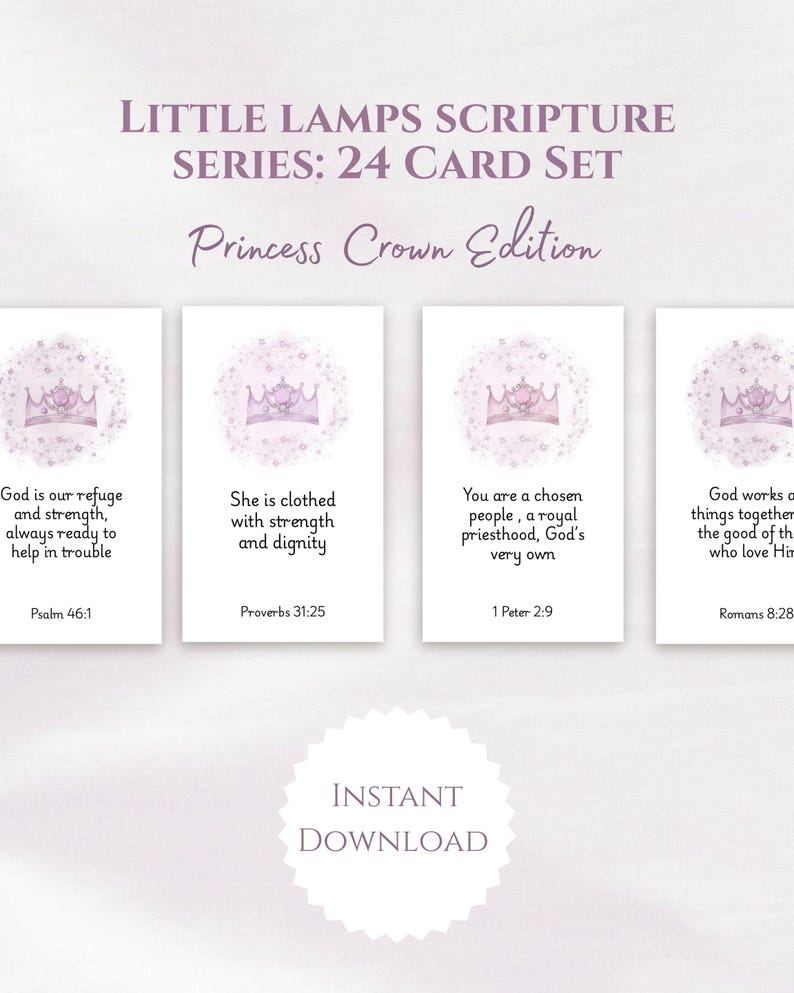 Princess Crown Bible Verse Cards for Girls | Printable Scripture ...