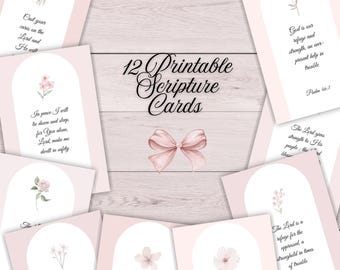 Floral Psalms Scripture Cards: Christian Decor (Printable PDF)