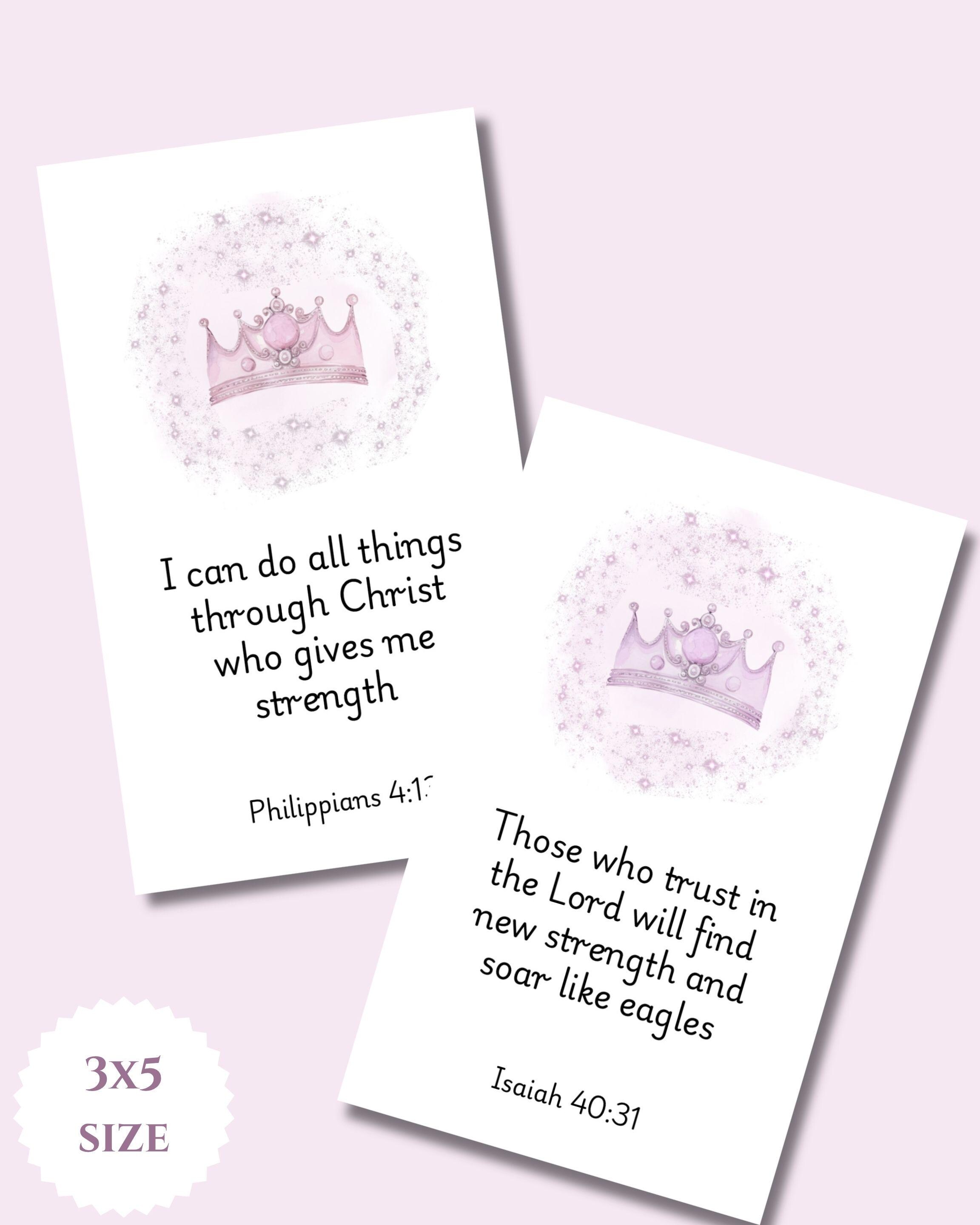 Princess Crown Bible Verse Cards for Girls | Printable Scripture ...