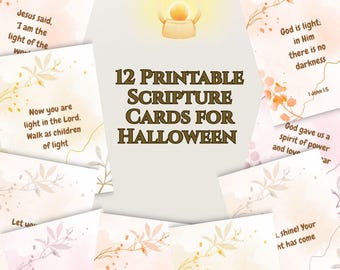 Schede bibliche di Halloween per bambini: 12 stampabili cristiani (download digitale)