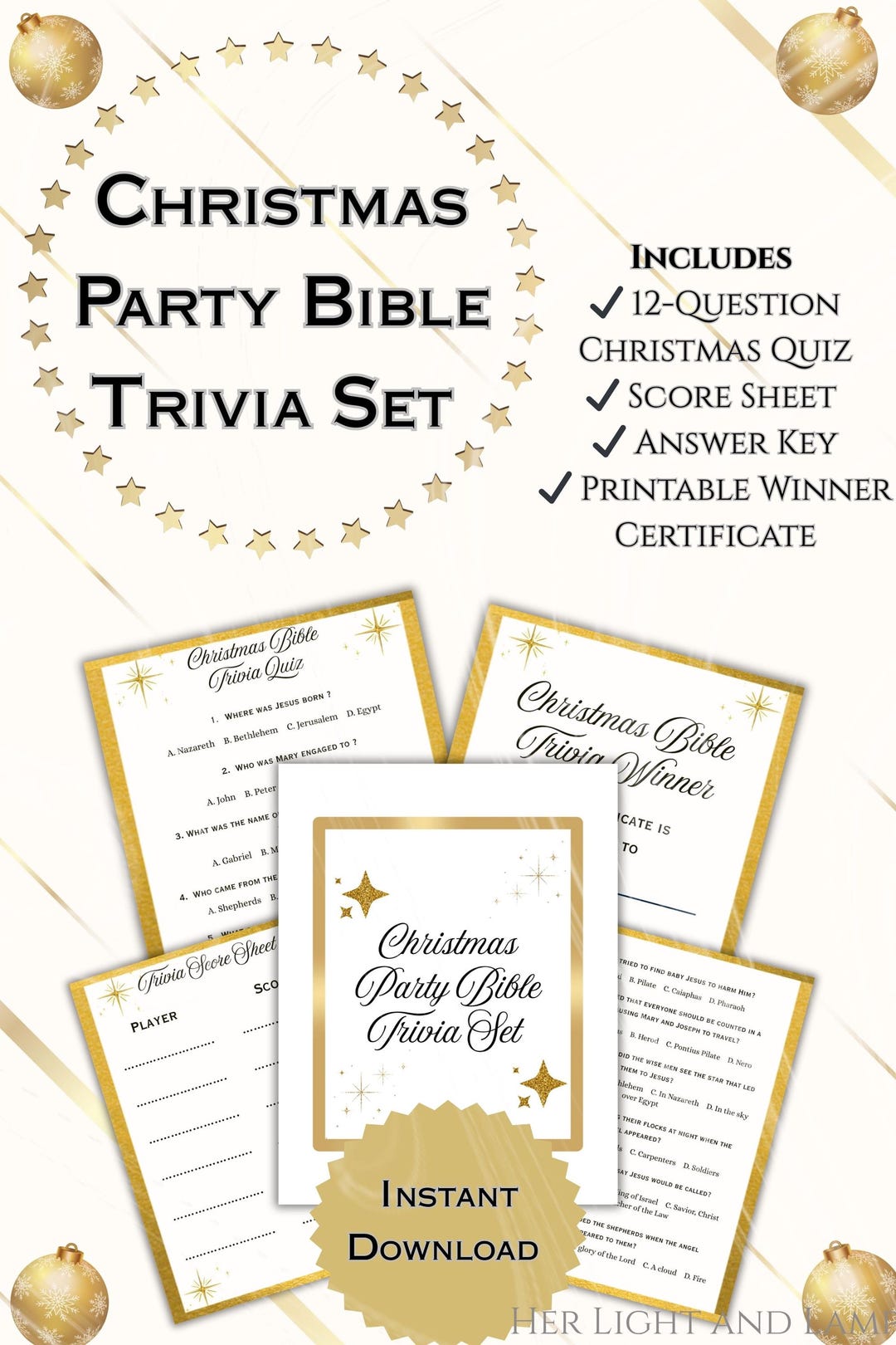 Christmas Bible Trivia Game | Nativity Printable (digital Download) - Etsy