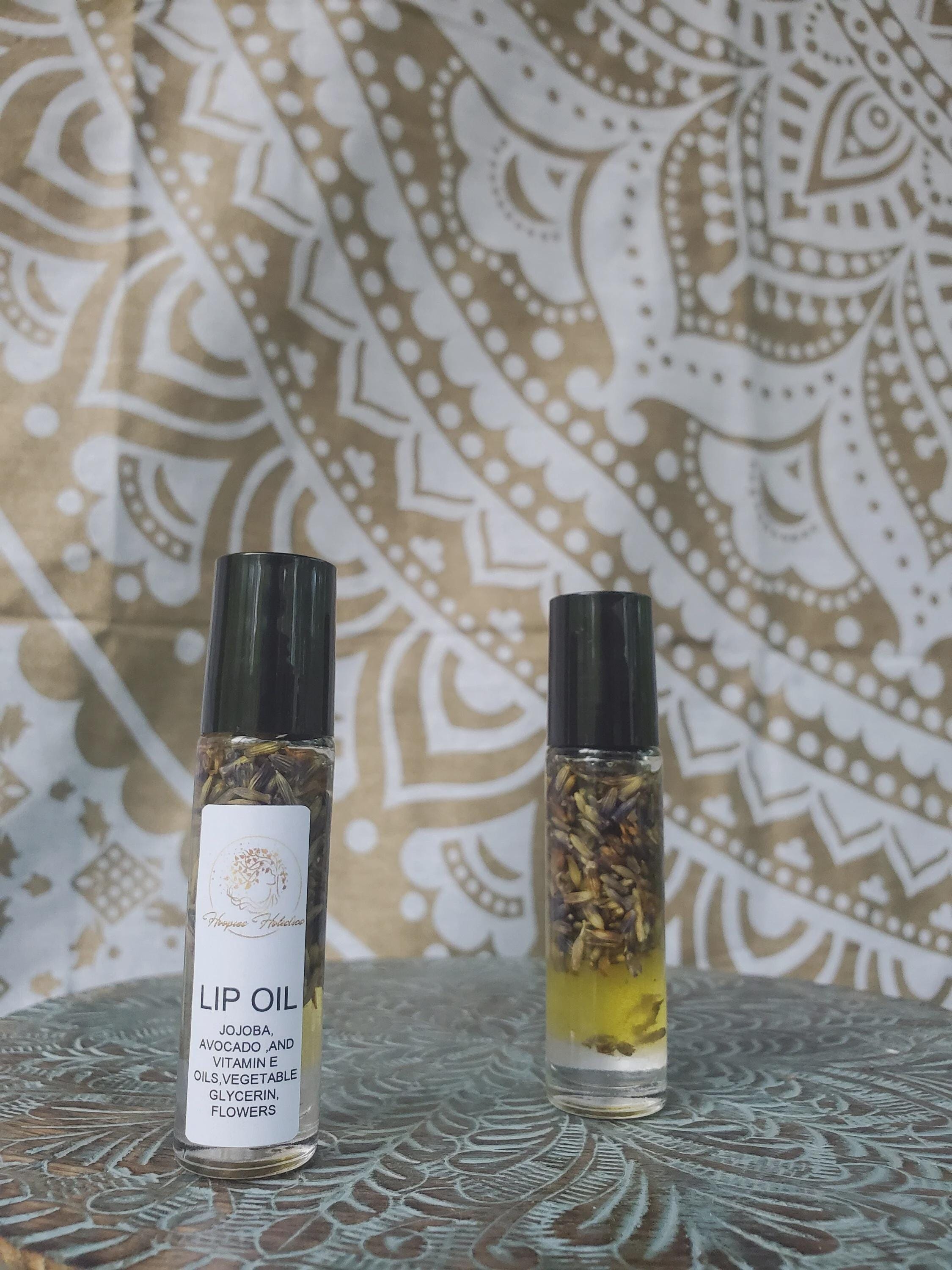 Lavendel Lippenöl - Feuchtigkeitsspendende, natürliche Lippenpflege mit Jojoba, Avocado & Vitamin E | Mit Blumen angereicherte pflanzliche Lippenpflege