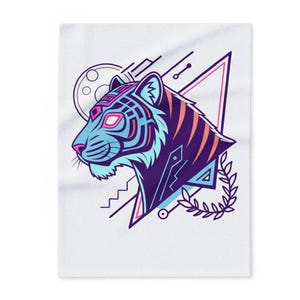 Lebhafte Tiger Arktis Fleece-Decke, Kuscheliger Überwurf für Wohnkultur, Geschenk für Tierliebhaber, Bunte Plüsch-Decke, Einzigartige Kunst-Decke