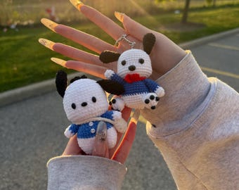 Handmade Crochet Pochacco Plush – Kawaii Sanrio Amigurumi | Soft Cotton Yarn Doll | Cute Gift for Pochacco Fans