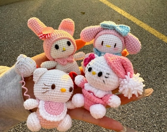Mini Hello Kitty & My Melody Crochet Plush – Handmade with 100% Cotton