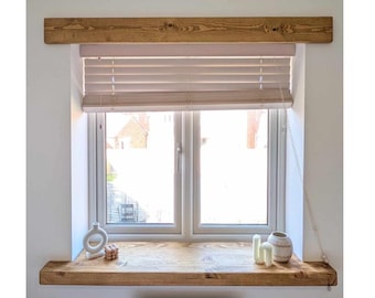 Ensemble de couvre-appuis de fenêtre et linteau en bois rustique