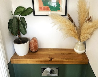 Rebord de fenêtre en pin rustique : étagère de style ferme de récupération