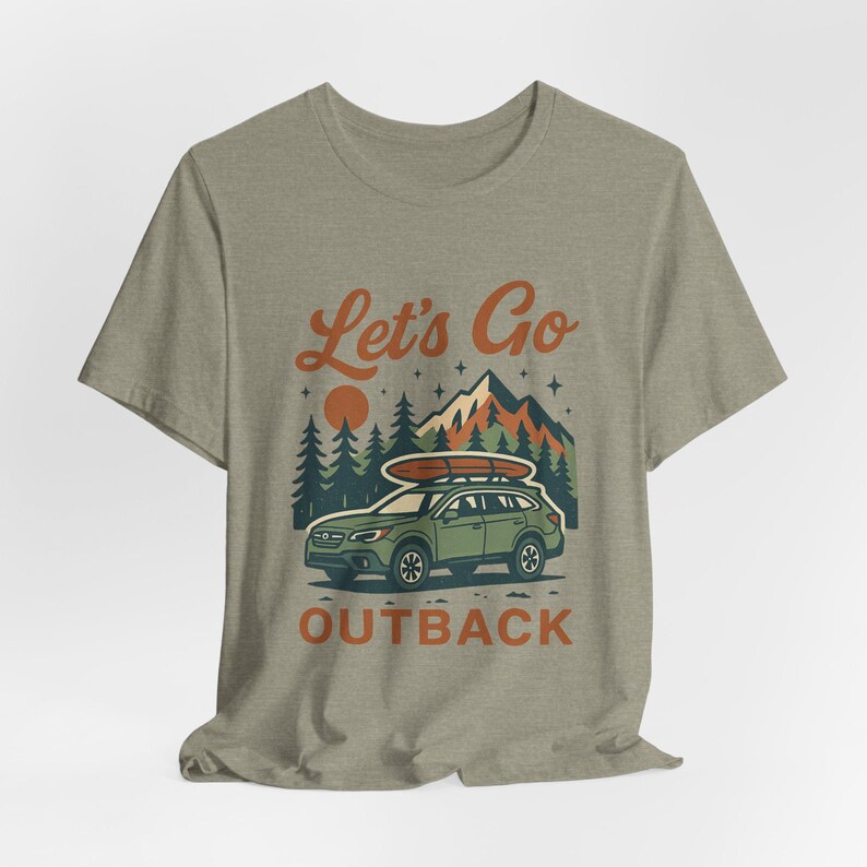 Vintage Let’s Go Outback shirt with retro SUV camping graphic, outdoors adventure boho tee for car lovers and Subaru inspired fans