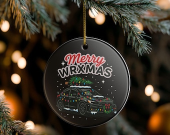 Adorno navideño WRXmas / Adorno navideño Subaru WRX / Regalo navideño para amantes de los autos / Adorno para árbol de Navidad WRX / Adorno de cerámica Subaru / Decoración para auto