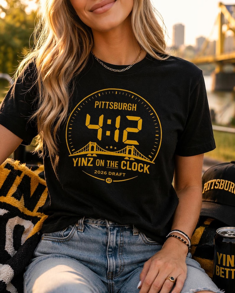 Pittsburgh Draft Shirt Yinz On The Clock Tee, 412 Football Shirt, Steel City Draft 2026 Shirt, Pittsburgh Game Day Tee, Yinzer Fan Gift image 1