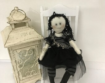 Gothic doll fabric doll art doll