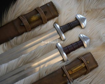 Handmade Viking Sword: 80crv2 Carbon Steel, Custom Grip
