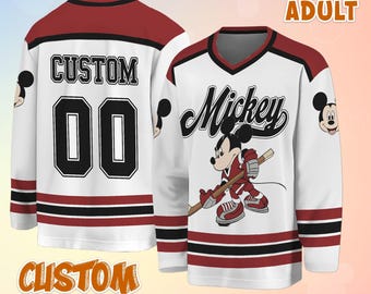 Custom Mickey Mouse Hockey Jersey, Personalized  Hockey Shirt, Classic Cartoon Team Outfit, Matching Family  Hockey