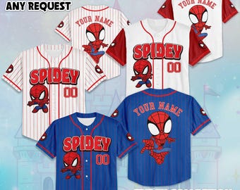 Personalized Spidey And His Amazing Friends Baseball Jersey, Disney Spidey Birthday Gift, Disney Baseball Fan Lover Gift