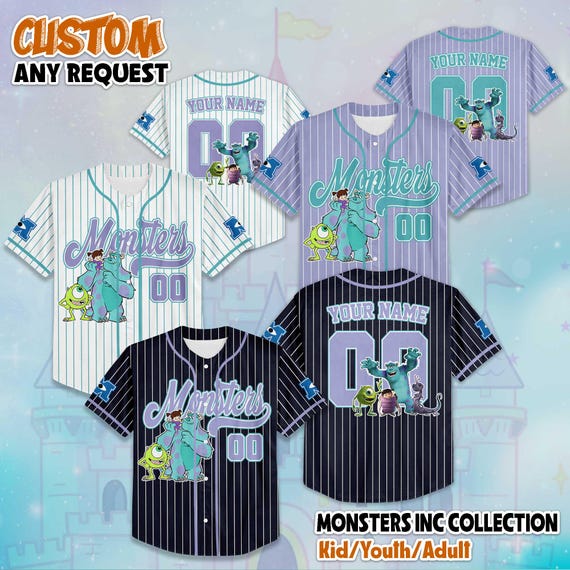 Custom Name and Number Monsters Inc Baseball Jersey, Monsters Inc