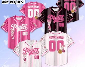 Custom Piglet Collection Baseball Jersey, Personalized Winnie the Pooh Jersey Shirt, Piglet Character Outfit, Gift for Disney Fans & Kids