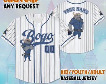 Custom Chief Bogo Zootopia Baseball Jersey, Disney Chief Bogo Jersey Shirt, Disneyland Birthday Gift, Disney Baseball Fan Lover Gift