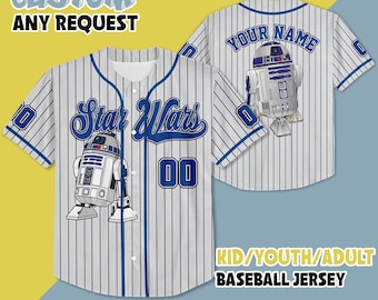Custom Star Wars Baseball Jersey, Personalized Star Wars R2- D2 Robot Jersey Shirt, Disney Star Wars Birthday Gift, Gift For Fans