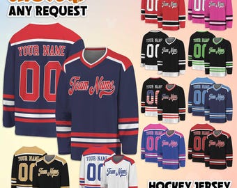 Personalized Team Name Number Hockey Jersey, Custom Sports Uniform for Fans Lover Hockey Shirt, Game Day Outfit