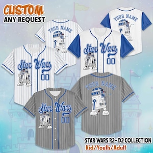 Personalized Star Wars R2- D2 Robot Baseball Jersey, Custom R2- D2 Jersey Shirt, Disney Star Wars Birthday Gift, Magic Kingdom Shirt