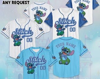 Custom Disney Stitch Hawaii Baseball Jersey, Disney Lilo & Stitch Movie Jersey Shirt, Disney Birthday Gift, Gift For Baseball Fans