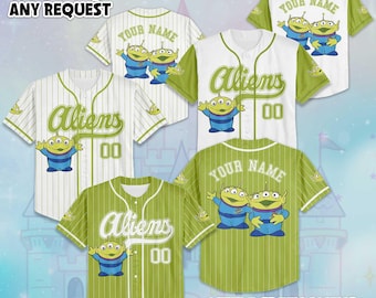 Personalized Little Green Aliens Baseball Jersey, Custom Toy Story Aliens Jersey Shirt, Disney Birthday Gift, Magic Kingdom Shirt