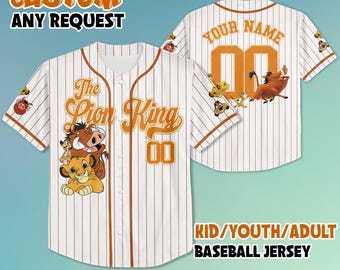 Custom The Lion King Baseball Jersey, Personalized The Lion King Jersey Shirt,  Birthday Gift,  Vacation Trip, Gift For Fans