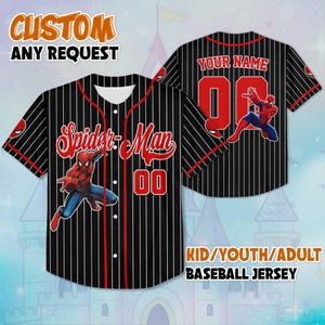 Benutzerdefinierte erstaunliche Spider-Man Baseball Jersey, personalisierte Spider-Man Jersey Shirt, Disney Geburtstagsgeschenk, Geschenk für Disney-Fans, Spiderman Geschenke