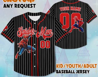 Custom Amazing Spider-Man Baseball Jersey, Personalized Spider-Man Jersey Shirt, Disney Birthday Gift, Gift For Disney Fans, Spiderman Gifts