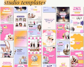 Dance School Social Media Kit: Digital Canva Templates for Teachers