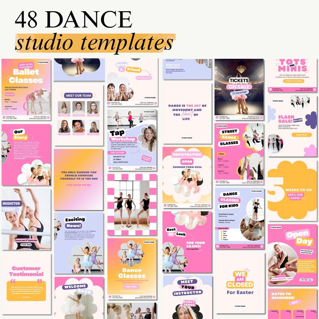 Canva Dance School Templates | Social Media Kit for Dance Teachers & Studios