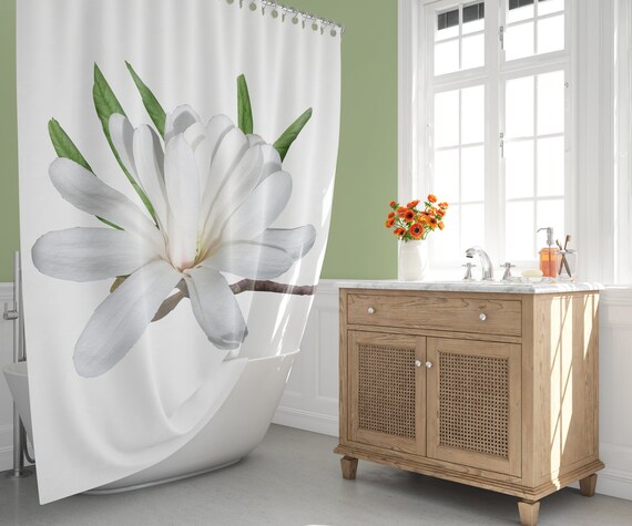 Star Magnolia Flower Shower Curtain Home Decor Bathroom Etsy