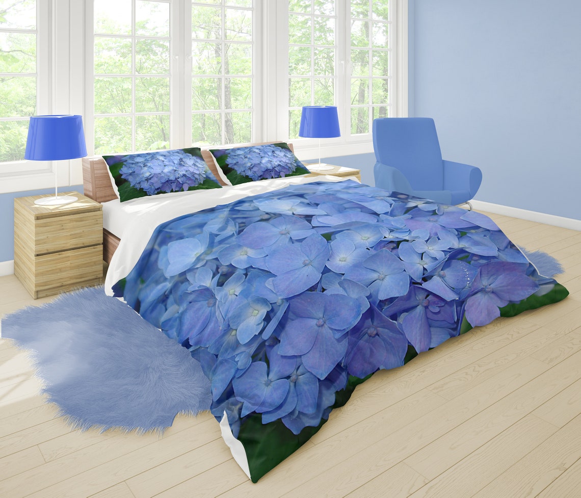 Blue hydrangea Comforter bedroom decor floral bedding Etsy