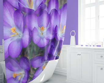 Crocus Shower Curtain, bathroom decor, nature inspired home decor, floral home decor, flower lover