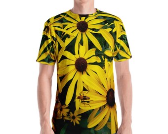 Black-eyed Susan, Rudbeckia, all over print unsex T-shirt, golden floral graphic T shirt