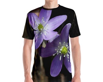 Hepatica Floral Print T-Shirt, Woodland Wildflower Graphic Tee