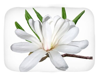 Star Magnolia flower Bath Mat, floral bathroom decor, flower lover