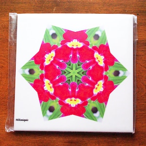 Miltonia orchid kaleidoscope ceramic tile,  floral trivet, in stock, ready to ship