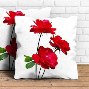 Dublin Bay Red Rose throw pillow, floral cushion, gift for gardener, Rosa, floral home decor, living room decor