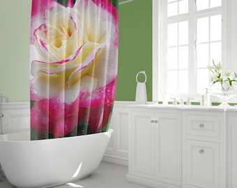 Rose Shower Curtain, rose lover, floral bathroom decor