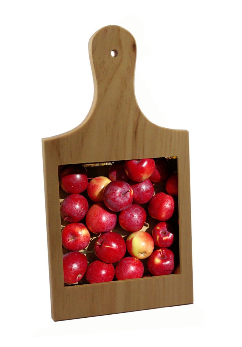 Wood cutting board with apple ceramic tile farmer's Etsy