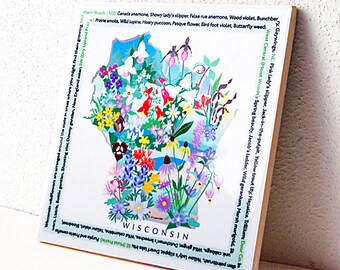 Wisconsin Wildflowers Ceramic Tile, Trivet, Wall Art
