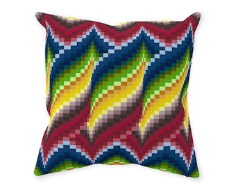Almofada decorativa estilo colcha Bargello, presente para quilt ou bordadeira