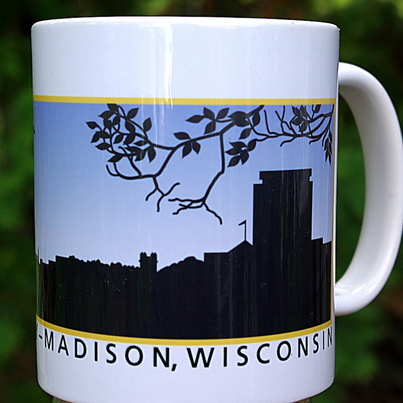 Madison Wisconsin Skyline Ceramic Mugs, Madison Gifts, Moving Away Gift