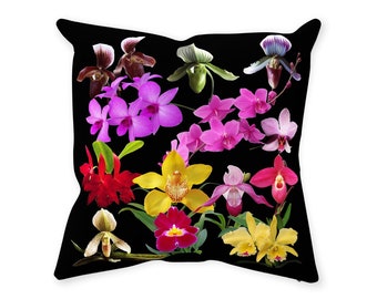 Almofada orquídeas em abundância, almofada floral decorativa, presente para o amante de orquídeas