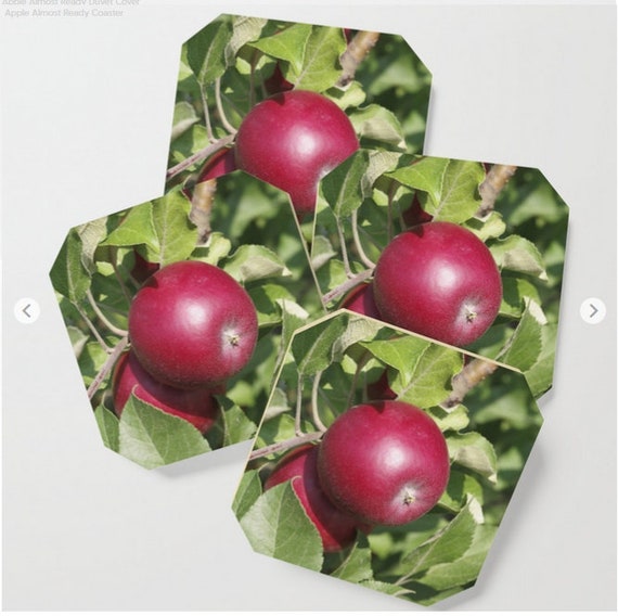 Set Of 4 Apple Drink Coasters Fruit Photo Coasters Dining Etsy
