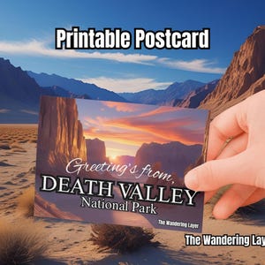 Carte postale de la vallée de la mort en téléchargement numérique - carte postale imprimable du parc national - art mural paysage désertique vintage - téléchargement immédiat